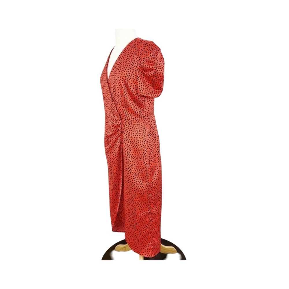 RIVER ISLAND Red Spotted Faux Wrap Midi Dress - Picture 7 of 10
